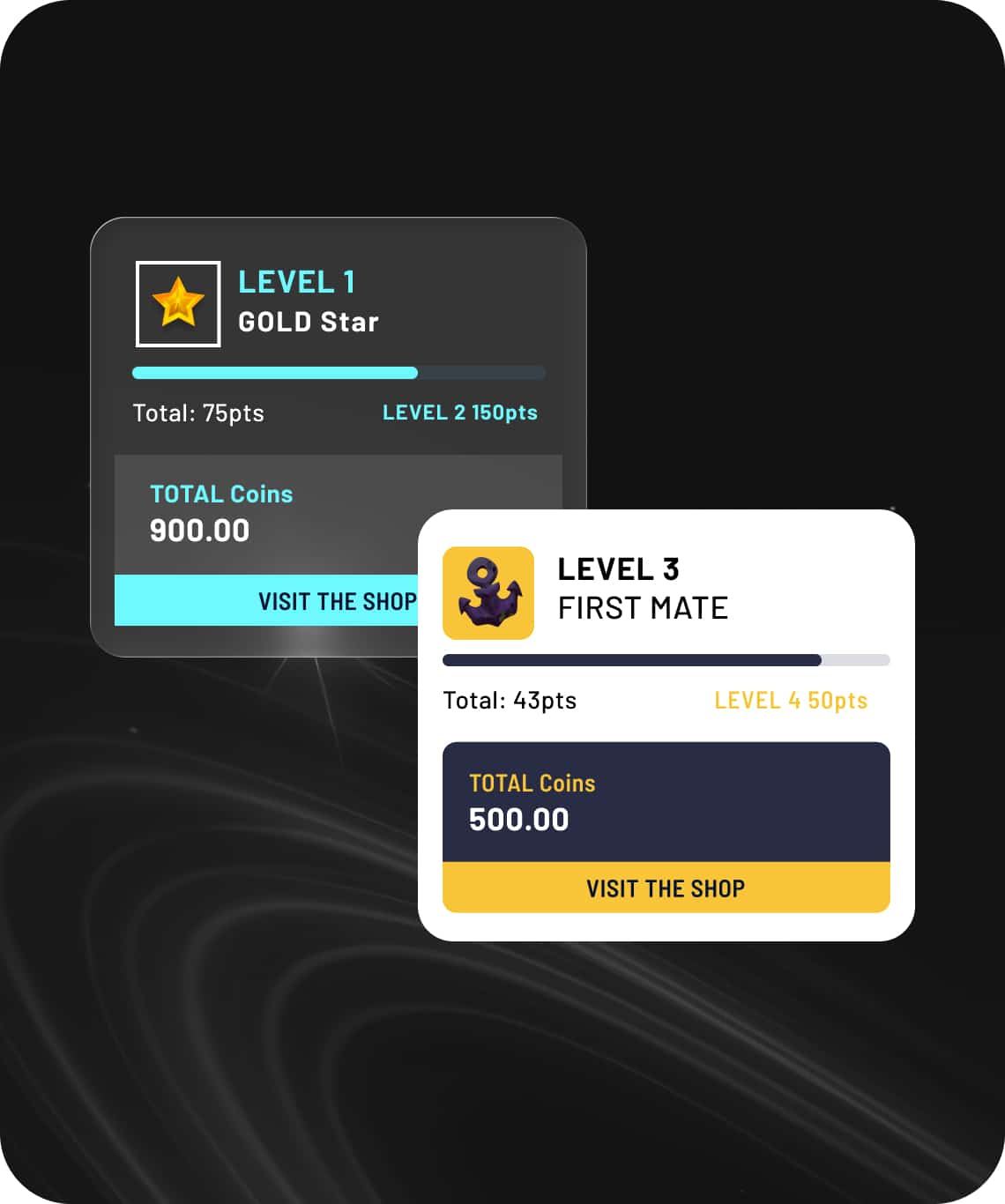Customizable player levels and rewards interface