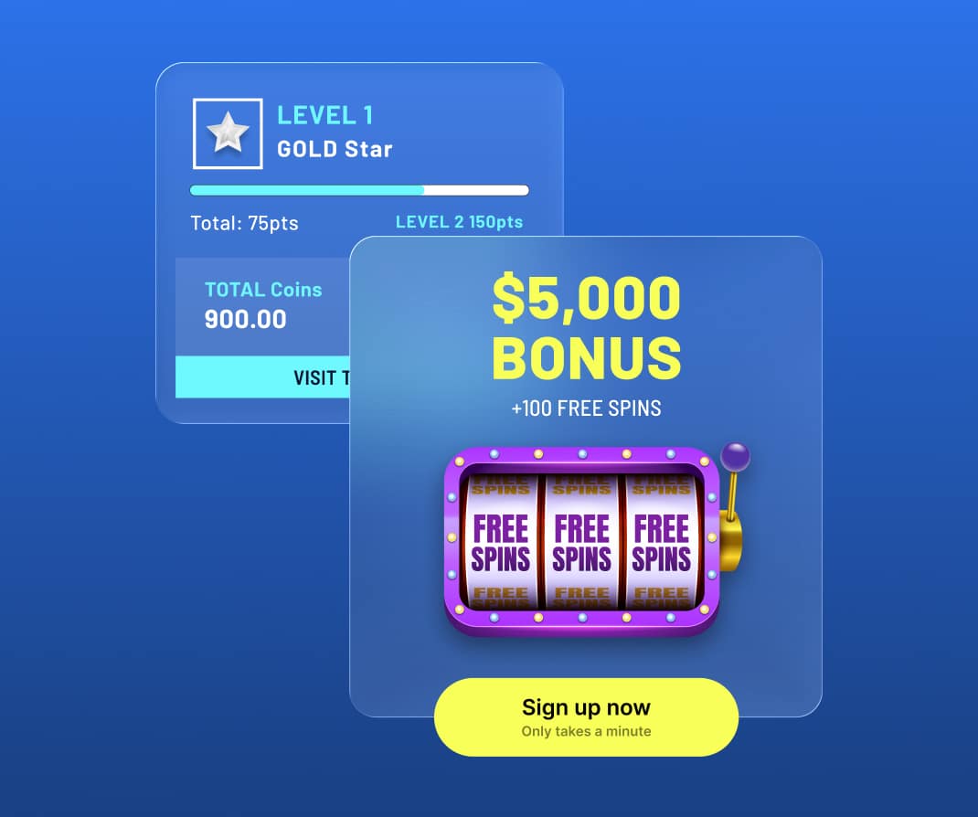 Bonus popup with free spins and gamification level progress