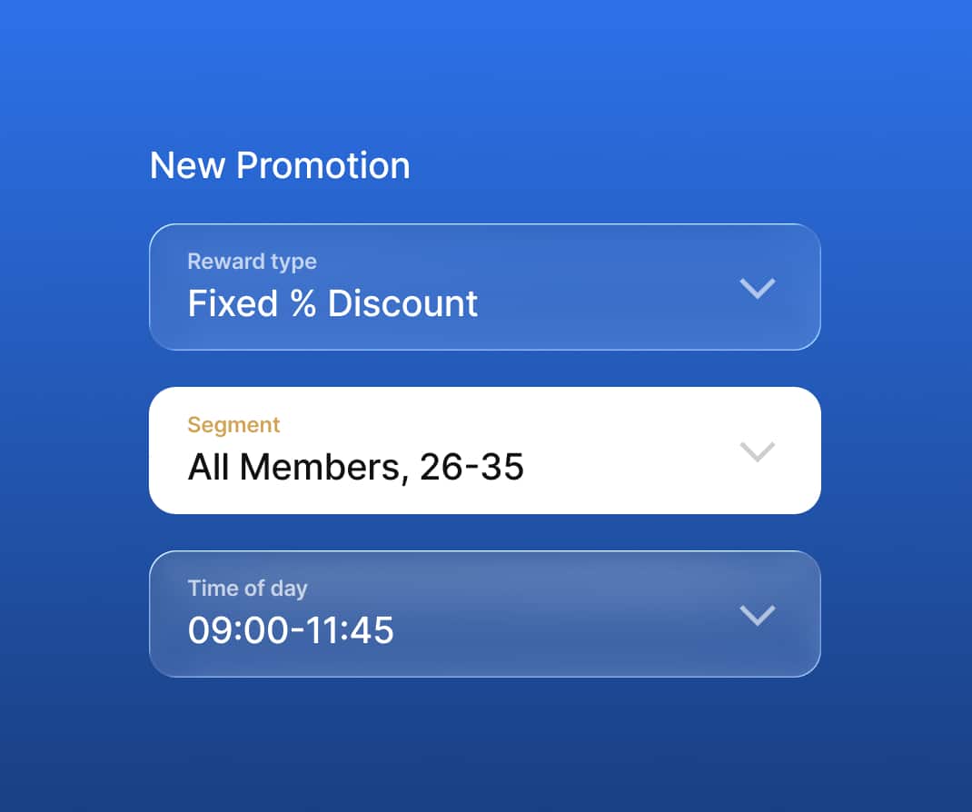 Promotion setup dashboard with user segmentation and time targeting