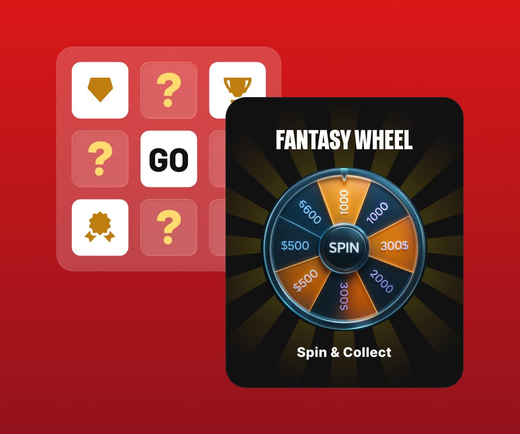 Spin the wheel gamification feature with fantasy rewards system