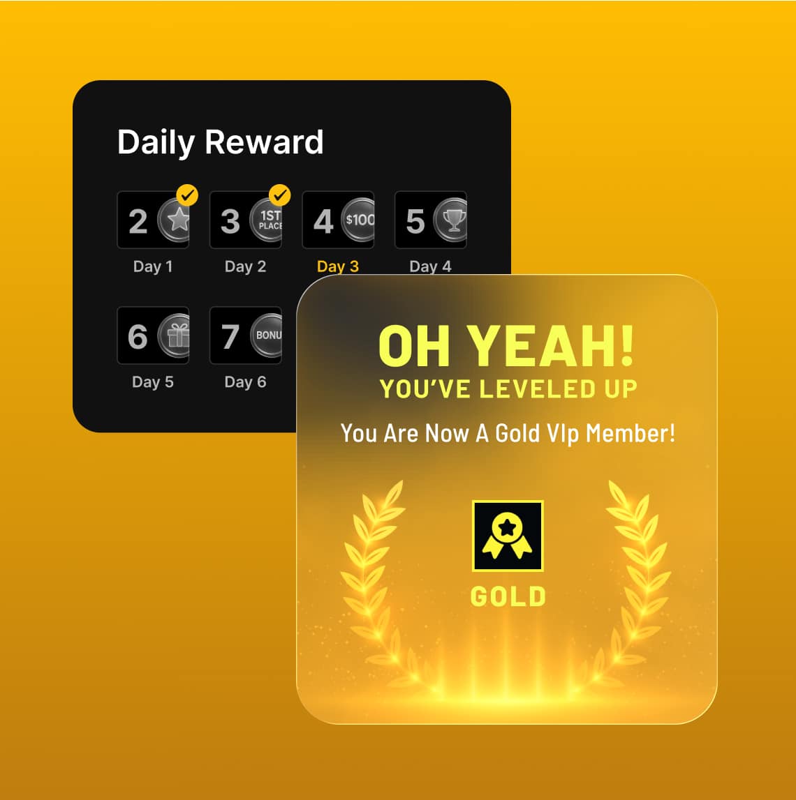 Daily loyalty rewards and VIP level upgrade system