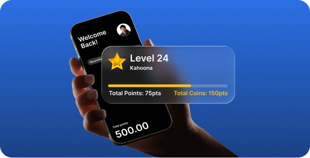 Loyalty rewards showing user level points