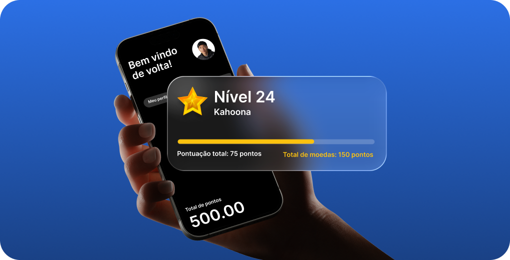 Recompensas de fidelidade mostrando os pontos de nível do usuário