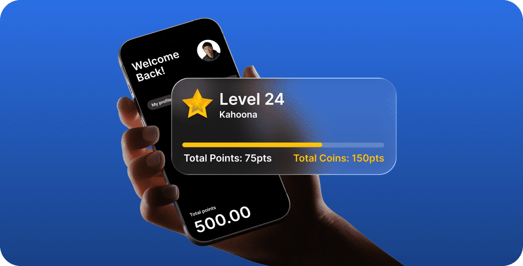 Loyalty rewards showing user level points