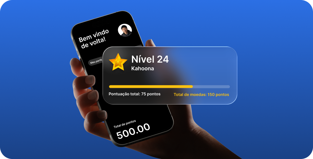 Recompensas de fidelidade mostrando os pontos de nível do usuário