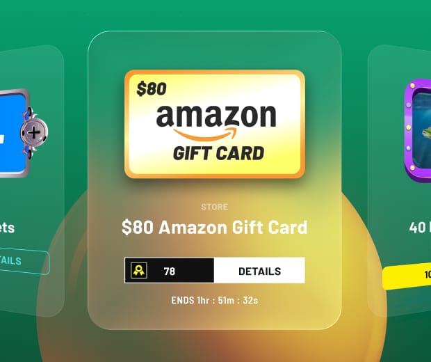 Branded rewards store with gift cards and gaming prizes