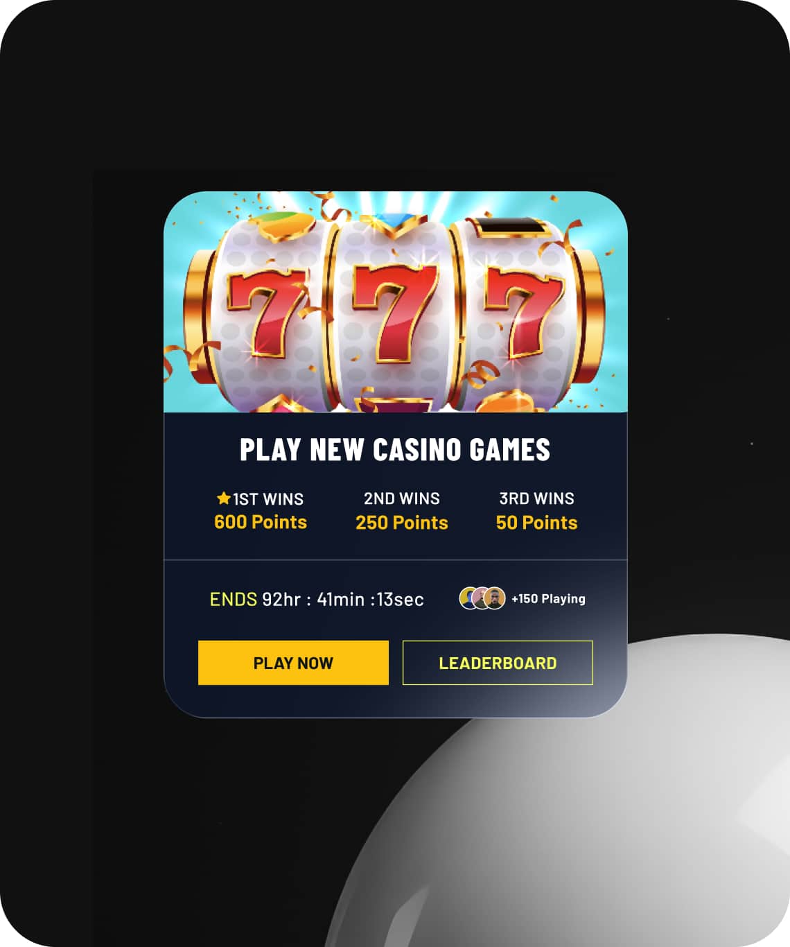 Real time casino tournament promotion with leaderboard rewards