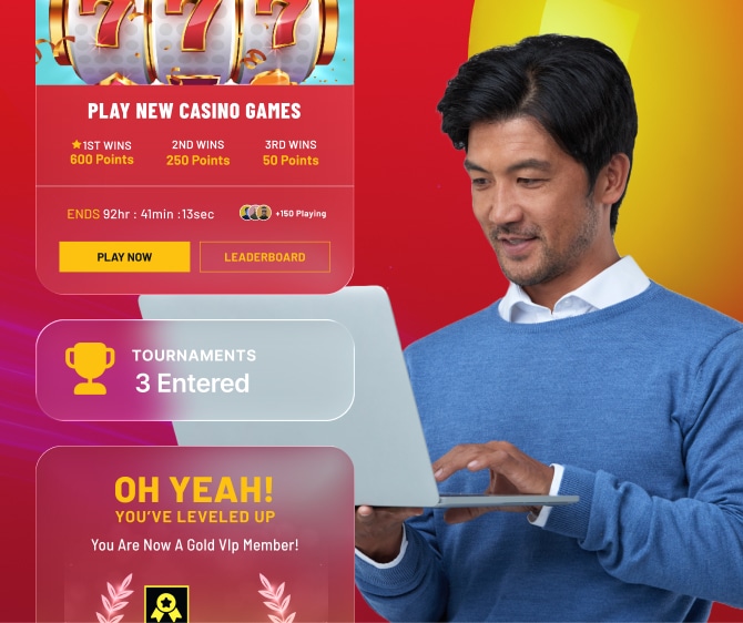 User interacting with gamified rewards and tournaments