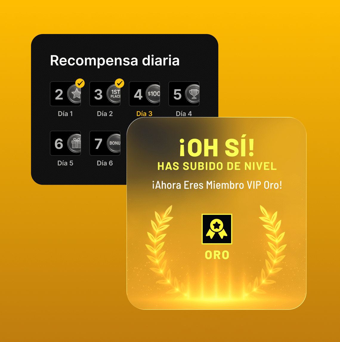 Recompensas diarias de fidelización y sistema de actualización de nivel VIP