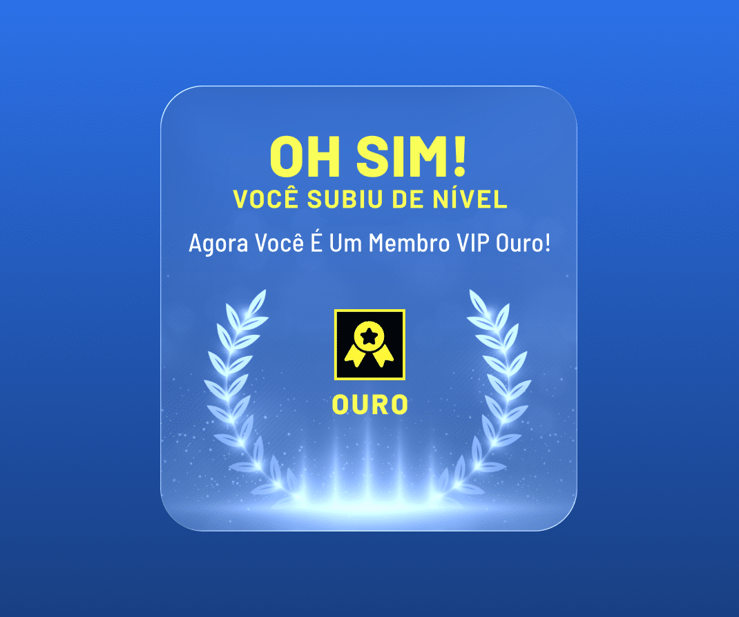 Notificação de subida de nível VIP com distintivo de associação ouro